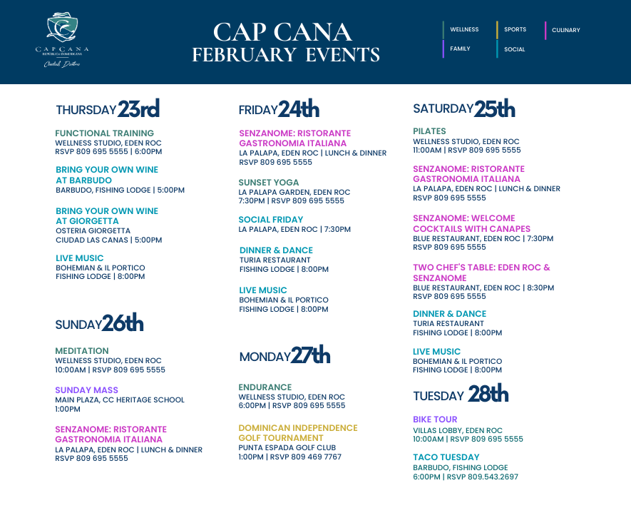 Cap Cana February Events